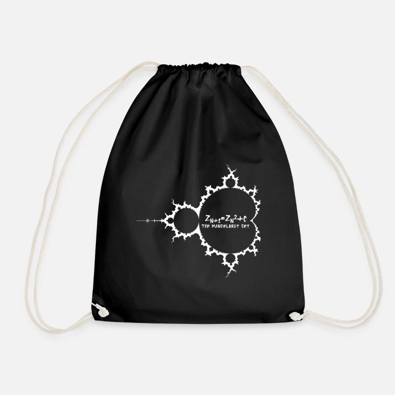 Fractal math formula Mandelbrot apple male white - Drawstring Bag - black