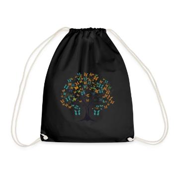 Butterfly Tree Colorful Butterflies Flies - Drawstring Bag - black - Front