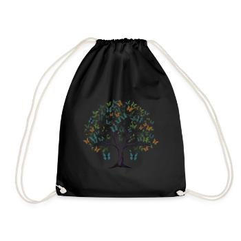 Papillon Arbre Papillons colorés Mouches - Sac de sport léger - noir - Devant