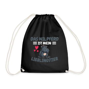 Nilpferd Lieblingstier Afrika Tier Geschenk Hippo - Turnbeutel - Schwarz - Vorne