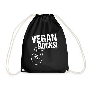Vegan Rocks! THe Rockin 'Vegan Style. - Drawstring Bag - black - Front