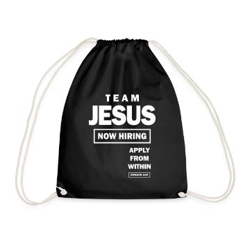 Team Jesus stellt jetzt von innen - Turnbeutel - Schwarz - Vorne
