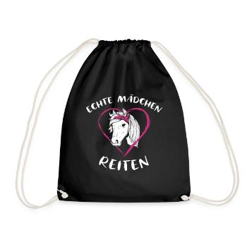 Echte Mädchen Reiten Pferde - Turnbeutel - Schwarz - Vorne