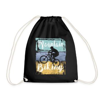 Mountain Biking Vintage Retro Mountain Bike - Drawstring Bag - black - Front