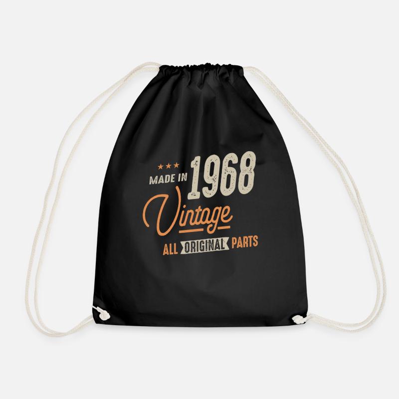 1968 Vintage Original Parts - 54th birthday Retro - Drawstring Bag - black