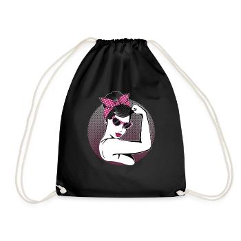 Retro Rockabilly Girl - Turnbeutel - Schwarz - Vorne