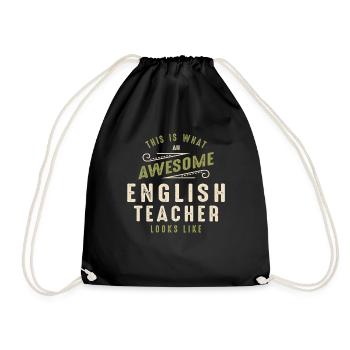 Funny Awesome English Teacher Job Occupation - Drawstring Bag - black - Front