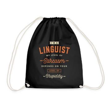Linguist Funny Job Title Profession Birthday - Drawstring Bag - black - Front
