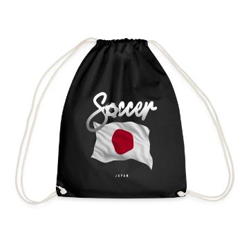 Japan Soccer - Japanese Flag - Drawstring Bag - black - Front