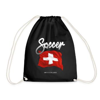 Switzerland Soccer - Swiss Flag - Drawstring Bag - black - Front