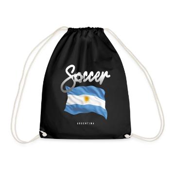 Argentina Soccer - Argentinian Flag - Drawstring Bag - black - Front