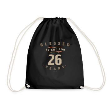26th Birthday Blessed By God For 26 Years - Drawstring Bag - black - Front