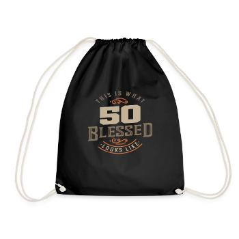 50. Geburtstag So sieht 50 Blessed aus - Turnbeutel - Schwarz - Vorne