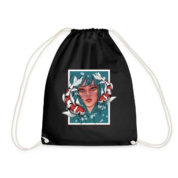 Mädchen mit Koi - Turnbeutel - Schwarz - Vorne