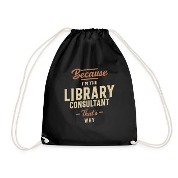 Library Consultant Job Occupation Birthday Worker - Drawstring Bag - black - Front
