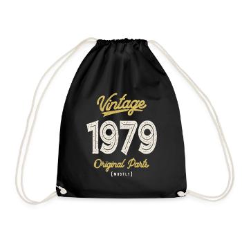 Vintage 1979 Pièces d’origine - 43ème anniversaire Rétro - Sac de sport léger - noir - Devant