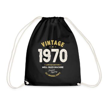 Vintage Born in 1970 - 52nd birthday - Drawstring Bag - black - Front