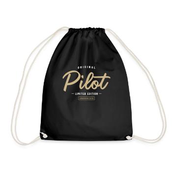 Pilot Funny Job Title Profession Birthday Worker - Drawstring Bag - black - Front