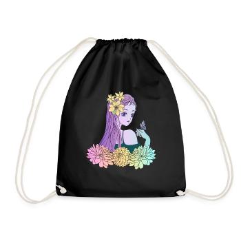 Manga Girl Anime Fille Papillon - Sac de sport léger - noir - Devant