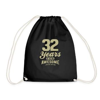 32 Years Of Being Awesome 32nd Birthday - Drawstring Bag - black - Front