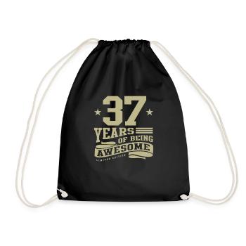 37 Jahre Awesome 37. Geburtstag - Turnbeutel - Schwarz - Vorne