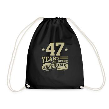 47 Jahre Awesome 47. Geburtstag - Turnbeutel - Schwarz - Vorne
