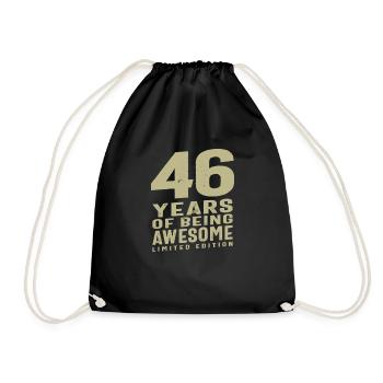 46 Jahre Awesome 46. Geburtstag - Turnbeutel - Schwarz - Vorne