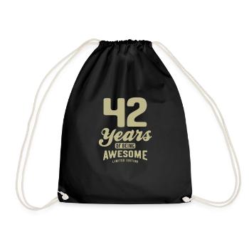 42 Jahre Awesome 42. Geburtstag - Turnbeutel - Schwarz - Vorne