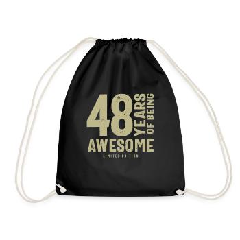 48 Jahre Awesome 48. Geburtstag - Turnbeutel - Schwarz - Vorne