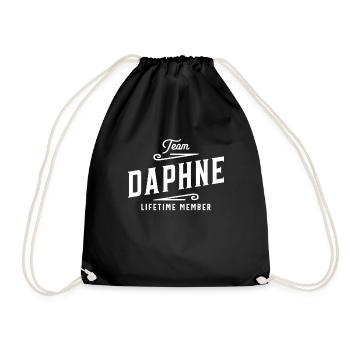 Team Daphne Lifetime Member Personalized Name - Drawstring Bag - black - Front