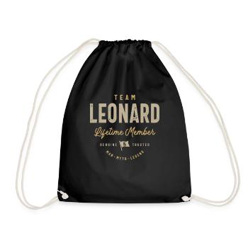 Team Leonard Lifetime Member Personalized Name - Drawstring Bag - black - Front