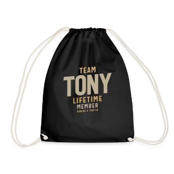 Team Tony Lifetime Member Personalized Name - Drawstring Bag - black - Front
