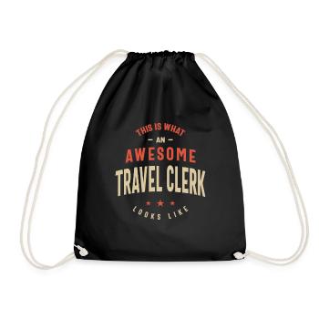 Funny Awesome Travel Clerk Job Occupation - Drawstring Bag - black - Front