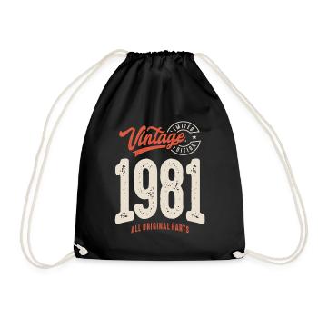 Vintage né en 1981 - 41ème anniversaire Retro - Sac de sport léger - noir - Devant