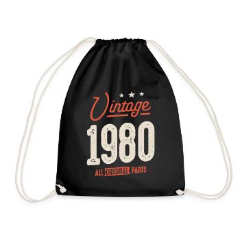 Vintage Born in 1980 - 42nd Birthday Retro - Drawstring Bag - black - Front