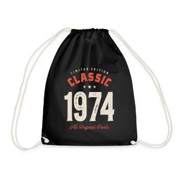 Classic 1974 - 48th Birthday Vintage - Drawstring Bag - black - Front