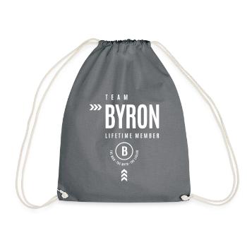 Team Byron Lifetime Member Personalized Name - Drawstring Bag - grey - Front