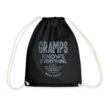 Gramps Knows Everything Dad Grandpa - Drawstring Bag - black - Front