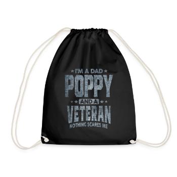 Ich bin ein Papa Poppy und ein Veteran Nichts macht mir Angst - Turnbeutel - Schwarz - Vorne