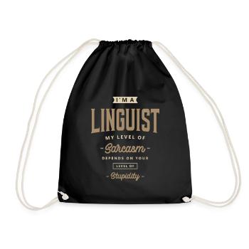 Linguist Funny Job Title Profession - Drawstring Bag - black - Front