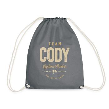 Team Cody Lifetime Member Personalized Name - Drawstring Bag - grey - Front