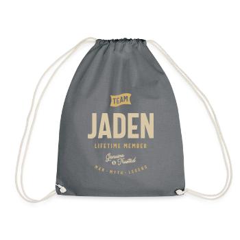 Team Jaden Lifetime Member Personalized Name - Drawstring Bag - grey - Front
