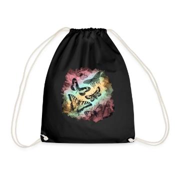 Colorful Butterflies Soft Grunge - Drawstring Bag - black - Front