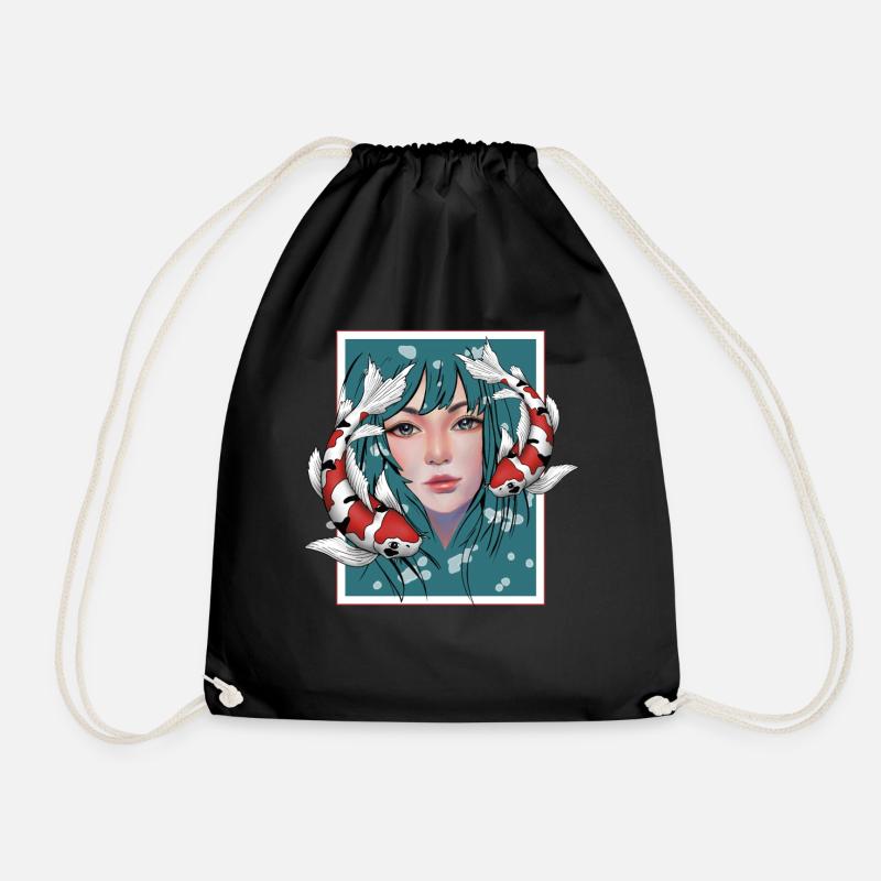 Anime Koi - Drawstring Bag - black