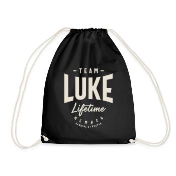 Team Luke Lifetime Member Personalized Name - Drawstring Bag - black - Front