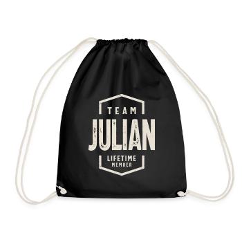 Team Julian Lifetime Member Personalized Name - Drawstring Bag - black - Front