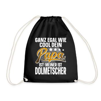 Dolmetscher Papa Vater Vatertag Cooler Papa - Turnbeutel - Schwarz - Vorne