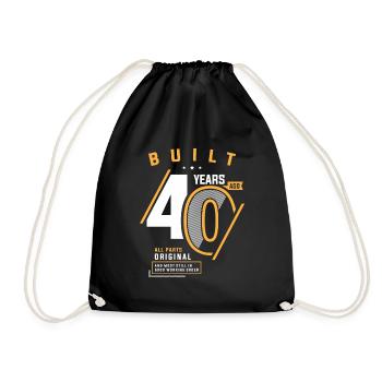 Funny 40th Birthday Age 40 Years Old - Drawstring Bag - black - Front
