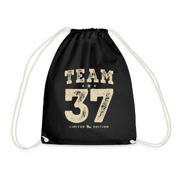 Funny 37th Birthday Age 37 Years Old - Drawstring Bag - black - Front