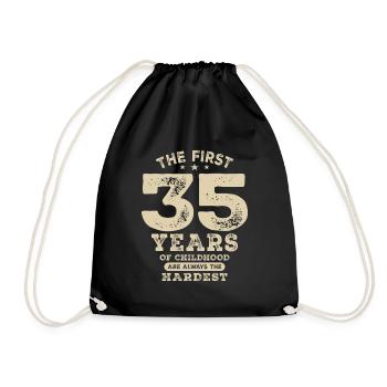 Funny 35th Birthday Age 35 Years Old - Drawstring Bag - black - Front